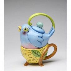 August Grove Gritton Bird Tea For One 0.28 -qt. Porcelain China Teapot Set SMOS1544